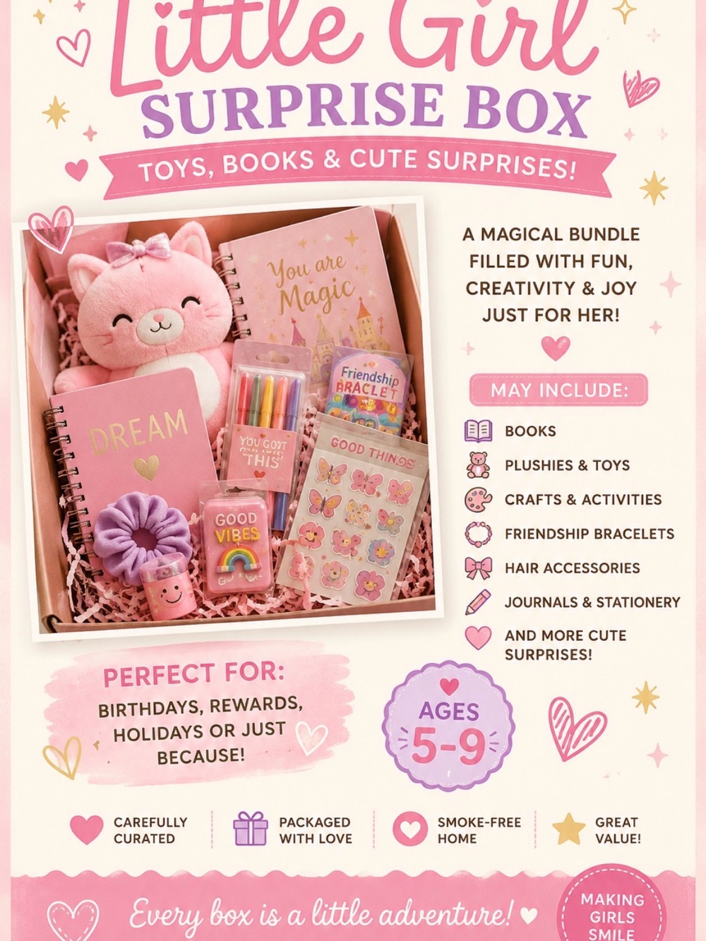 Little Girl Surprise Box - Pink Girls Toys Gift Set